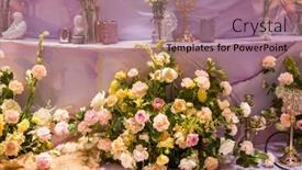  Presentation with pink flowers - Beautiful presentation theme featuring pink-and-white-flowers backdrop and a coral colored foreground