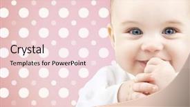  Presentation with baby girl - Colorful slide deck enhanced with pink and white polka dots backdrop and a lemonade colored foreground