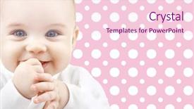  Presentation with baby girl - Amazing slides having pink and white polka dots backdrop and a lemonade colored foreground