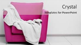 Presentation with light pink - Presentation theme featuring pink armchair with blanket on light wall background background and a white colored foreground