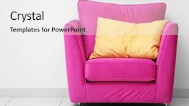  Presentation with pink white - Slide set enhanced with pink-armchair-with-yellow-pillow background and a white colored foreground