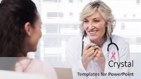  Presentation with pink ribbon - Amazing slide deck having pink awareness ribbon against friendly backdrop and a sky blue colored foreground