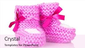  Presentation with pink blue - Presentation theme consisting of pink baby booties blue isolated background and a lavender colored foreground