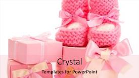  Presentation with girl pink baby shower - Audience pleasing presentation theme consisting of pink baby boots pacifier backdrop and a coral colored foreground