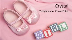  Presentation with baby blocks - PPT theme having pink baby slippers and blocks background and a lemonade colored foreground