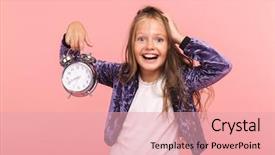  Presentation with sitting teddy bear isolated - Beautiful theme featuring pink background holding alarm clock backdrop and a coral colored foreground