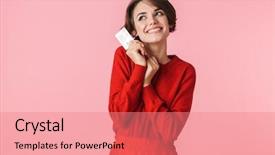  Presentation with credit card - Slide deck enhanced with pink background holding credit card background and a coral colored foreground