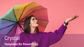  Presentation with rainbow over road - Audience pleasing slides consisting of pink background holding rainbow umbrella backdrop and a violet colored foreground