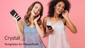  Presentation with pink musik - Slide deck enhanced with pink background listening music background and a coral colored foreground