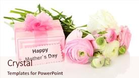  Presentation with mothers day - Presentation featuring pink background ribbon - ranunculus persian buttercups and gift background and a lemonade colored foreground