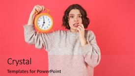  Presentation with minute - PPT layouts enhanced with one minute - portrait of a shocked young background and a coral colored foreground