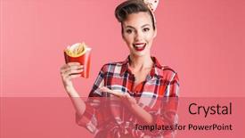  Presentation with french fries - Audience pleasing slide deck consisting of pink background wall holding french backdrop and a coral colored foreground