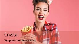  Presentation with french fries - Beautiful slide set featuring pink background wall holding french backdrop and a coral colored foreground