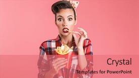  Presentation with french fries - Slide set having pink background wall holding french background and a coral colored foreground