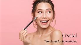  Presentation with pink pearls - Cool new presentation theme with pink background wearing white pearls backdrop and a coral colored foreground