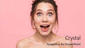  Presentation with pink pearls - Beautiful presentation theme featuring pink background wearing white pearls backdrop and a coral colored foreground