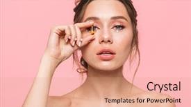  Presentation with pink pearls - PPT theme with pink background wearing white pearls background and a coral colored foreground