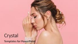  Presentation with pink pearls - Theme consisting of pink background wearing white pearls background and a  colored foreground