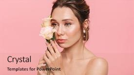  Presentation with pink pearls - Slides with pink background wearing white pearls background and a coral colored foreground