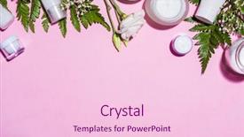  Presentation with cosmetics cream - Audience pleasing presentation theme consisting of pink background with cosmetics products backdrop and a lemonade colored foreground