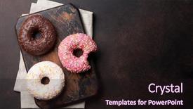  Presentation with donuts - Colorful slide deck enhanced with pink background wood - colorful donuts on stone table backdrop and a wine colored foreground