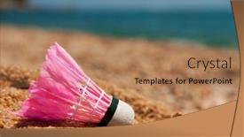  Presentation with badminton - Presentation theme enhanced with pink-badminton-shuttle-from-feathers background and a coral colored foreground