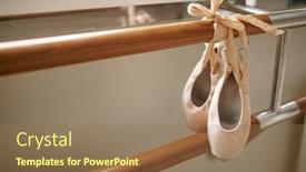  Presentation with shoe - Beautiful slides featuring pink-ballet-shoe-hanging backdrop and a coral colored foreground