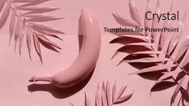  Presentation with banana palm - Beautiful PPT theme featuring pink banana with palm leaves backdrop and a coral colored foreground