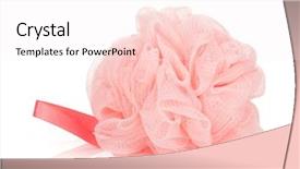  Presentation with pink white - Amazing PPT layouts having pink bath puff isolated on white background backdrop and a sky blue colored foreground