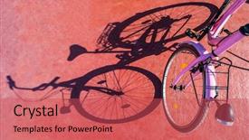  Presentation with clear sunny day rural landscape - Slide deck consisting of pink bicycle casts a shadow background and a red colored foreground