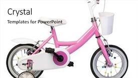  Presentation with white parents and black children - Colorful presentation enhanced with pink bicycle for children isolated backdrop and a white colored foreground