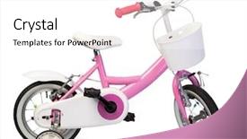  Presentation with white parents and black children - Presentation design with pink bicycle for children isolated background and a white colored foreground