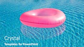  Presentation with swim - Beautiful PPT theme featuring pink-big-float-on-pool backdrop and a teal colored foreground
