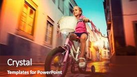  Presentation with girl pink baby shower - Beautiful PPT layouts featuring pink bike on the street backdrop and a tawny brown colored foreground
