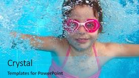  Presentation with pink and blue - Slide deck featuring pink bikini goggles blue swimming background and a cyan colored foreground