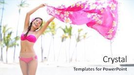  Presentation with bliss - Colorful PPT theme enhanced with pink bikini on hawaii backdrop and a white colored foreground
