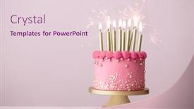  Presentation with pink gold - PPT theme having pink-birthday-cake-with-gold background and a lemonade colored foreground