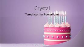  Presentation with pink birthday - Colorful PPT theme enhanced with buttercream - pink birthday cake with nine backdrop and a light blue colored foreground