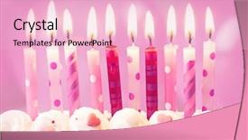  Presentation with pink birthday - PPT layouts having pink birthday candles and balloons background and a lemonade colored foreground
