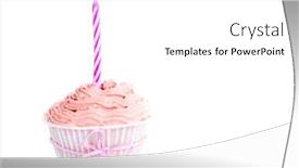  Presentation with pink birthday - Amazing theme having pink birthday cupcake isolated on white background backdrop and a white colored foreground