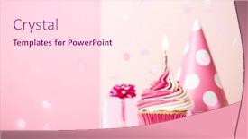  Presentation with pink birthday - Beautiful presentation theme featuring pink-birthday-cupcake-with-candle backdrop and a pink colored foreground