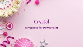  Presentation with birthday cake - Amazing slide deck having pink birthday party background backdrop and a lemonade colored foreground