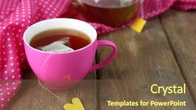  Presentation with cup of lemon tea - Cool new PPT theme with pink black - cup of tea teapot backdrop and a tawny brown colored foreground