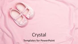  Presentation with girl pink baby shower - Presentation design with pink blanket and baby slippers background and a lemonade colored foreground