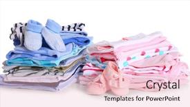  Presentation with new baby - PPT layouts with pink blue - new baby clothes for newborn background and a lemonade colored foreground