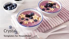  Presentation with sesame seed - PPT layouts with pink blue butterly - healthy berry smoothie bowl background and a soft green colored foreground