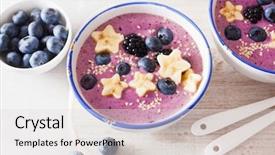  Presentation with sesame seed - Colorful PPT layouts enhanced with pink blue butterly - healthy berry smoothie bowl backdrop and a light gray colored foreground
