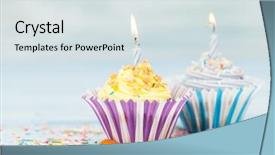  Presentation with seassons greetings - Presentation design consisting of pink blue butterly - sweet cupcakes with candles background and a sky blue colored foreground