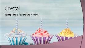  Presentation with greetings - Beautiful presentation theme featuring pink blue butterly - sweet cupcakes with candles backdrop and a lemonade colored foreground