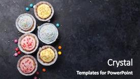  Presentation with jellies colorful candy and jelly - Amazing slide set having pink blue butterly - sweet cupcakes with colorful decor backdrop and a dark gray colored foreground